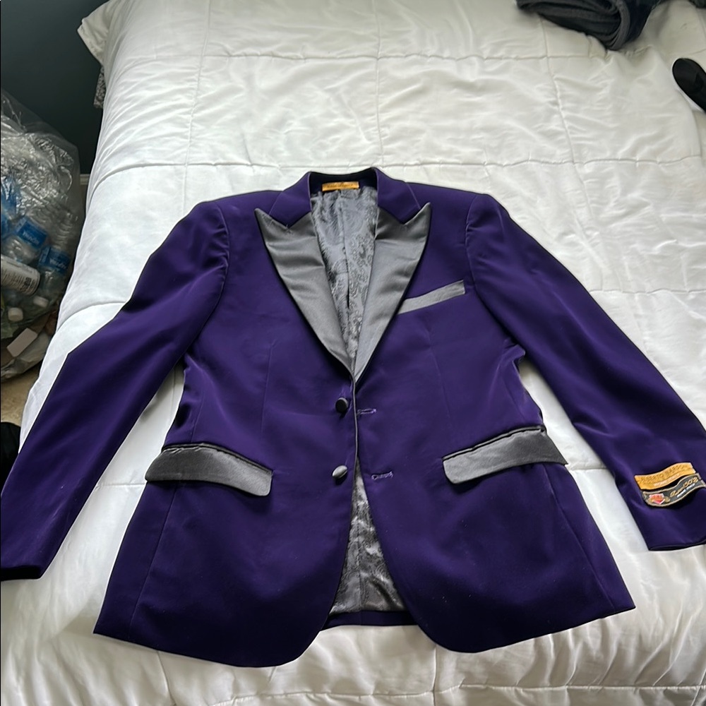 Elegant Purple Tuxedo with Gray Accents